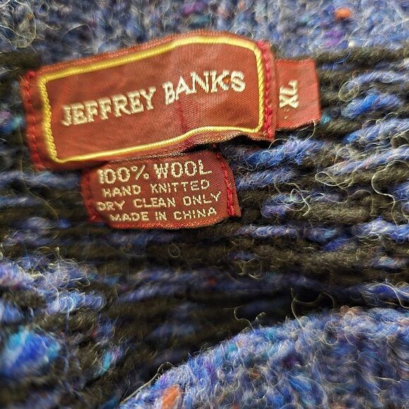 Vintage 90’s Jeffrey Banks 100% Wool Hand Knit Fisherman Sweater Size XL - Picture 5 of 5